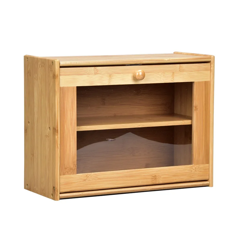Kitchen Zain - Bamboo Bread Box Storage Box Double