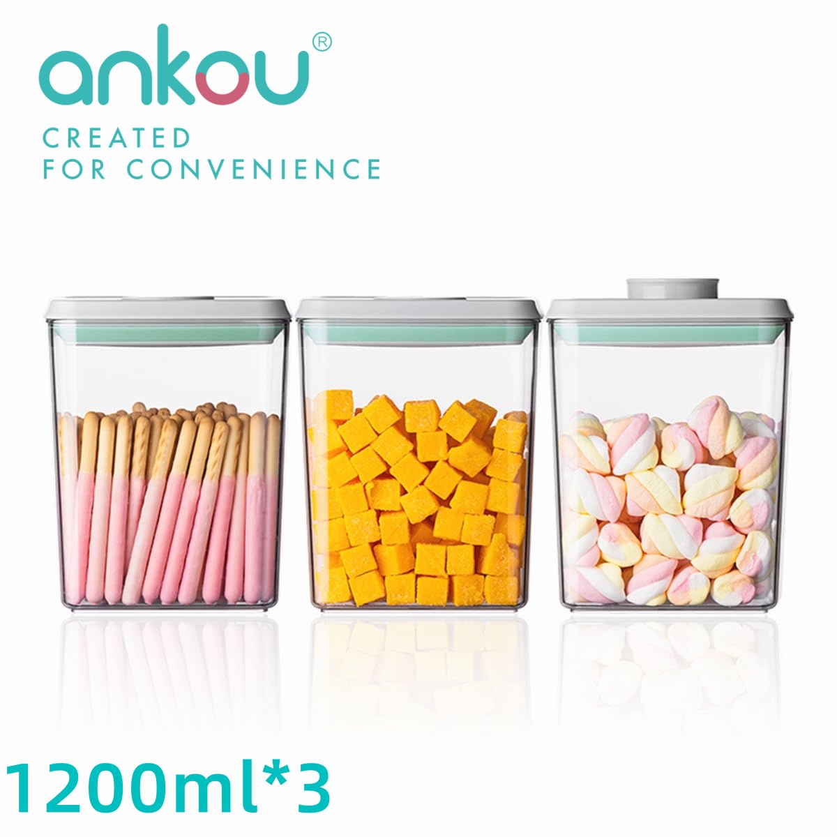 Ankou 3Pcs 1.2L Pop Airtight F - Kitchen Baking Storage ulasan dan harga
