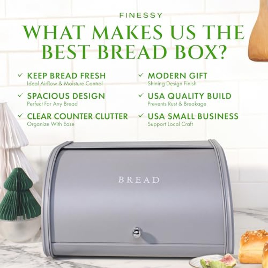 Modern Metal Bread Box for Kit - Kitchen Baking Storage ulasan dan harga