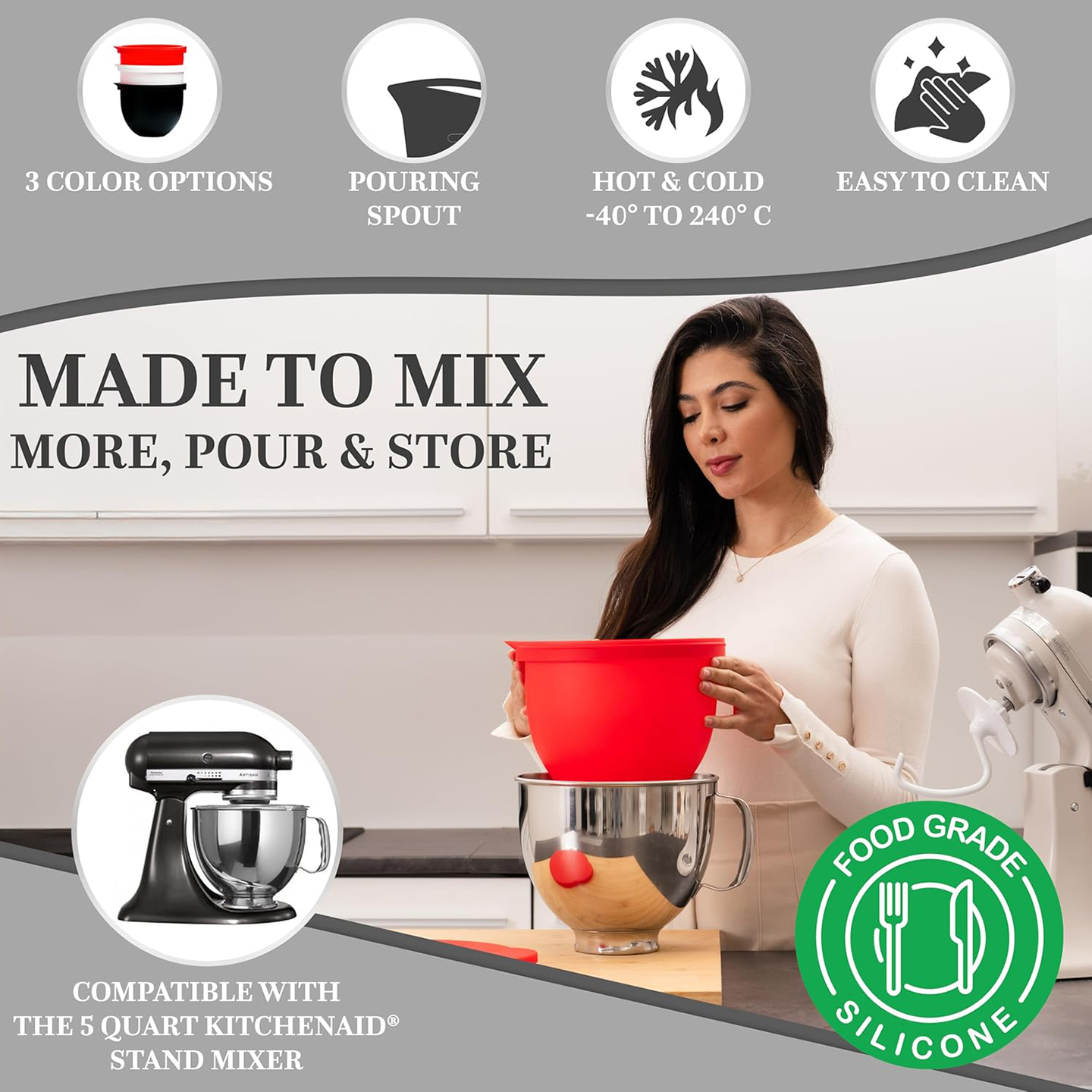 MixAid Silicone Liners for Kit - Kitchen Aid Baking Lid ulasan dan harga