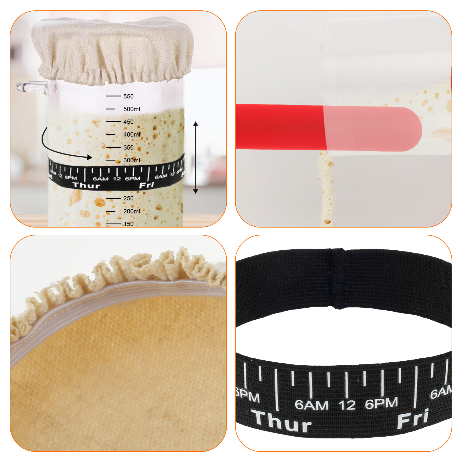 7Pcs Dough Starter Jar Laber S - Kitchen Baking Cloth ulasan dan harga