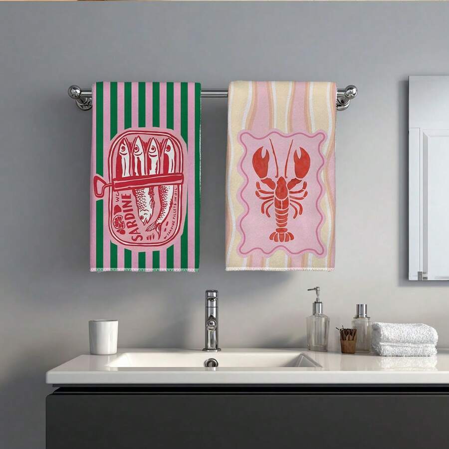 2Pcs, Pink and Green Striped S - Kitchen Baking Cloth ulasan dan harga