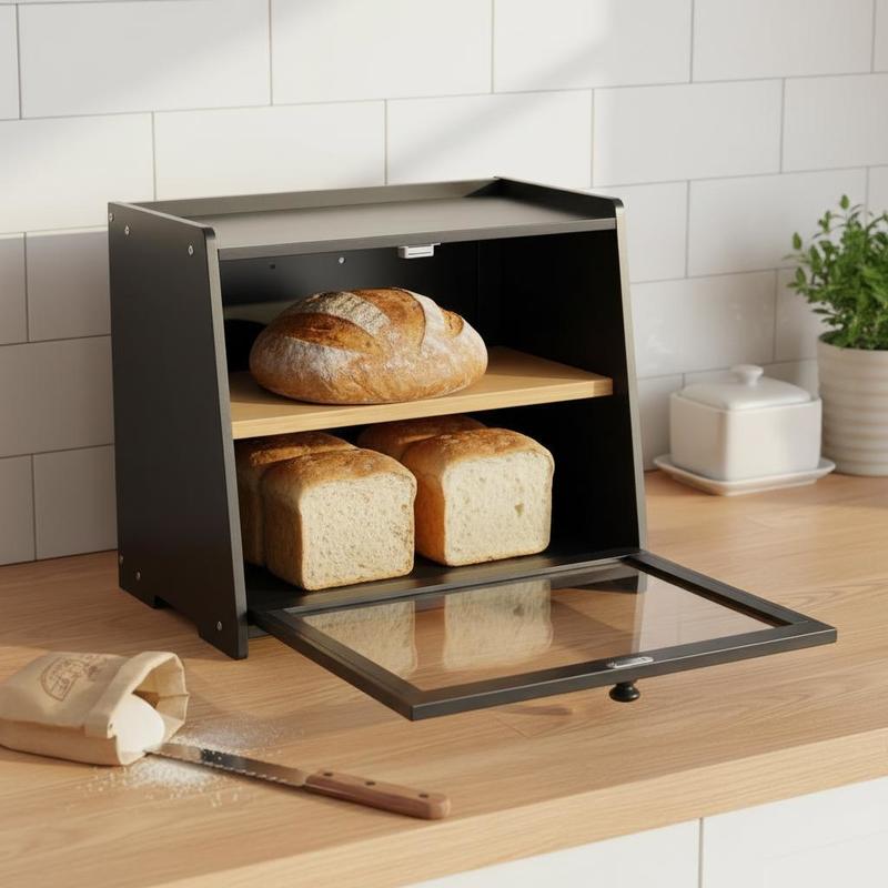Double Layer Bread Box for Kit - Kitchen Baking Storage ulasan dan harga