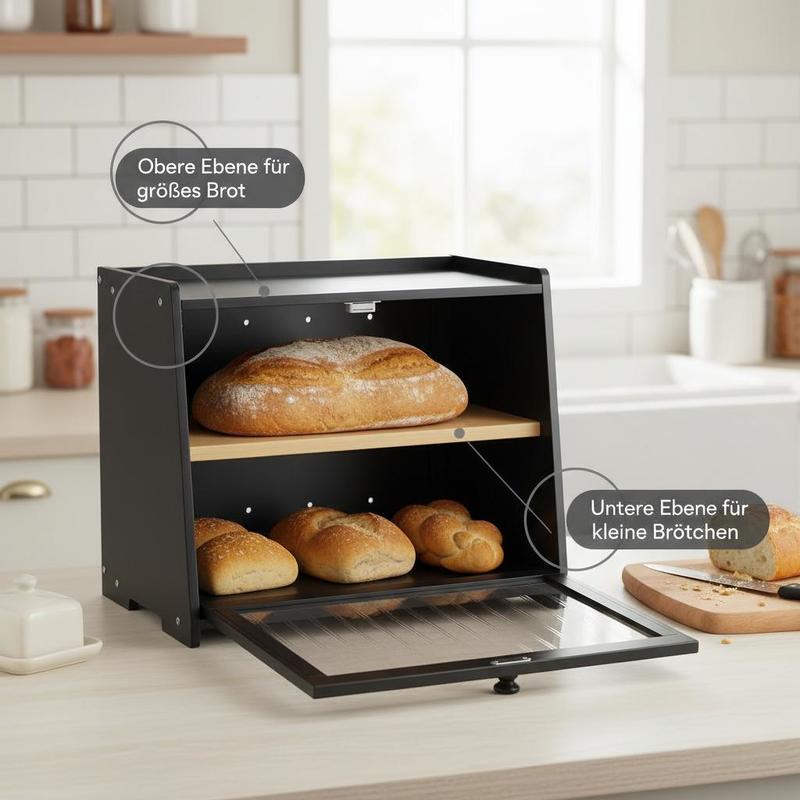 Double Layer Bread Box for Kit - Kitchen Baking Storage ulasan dan harga