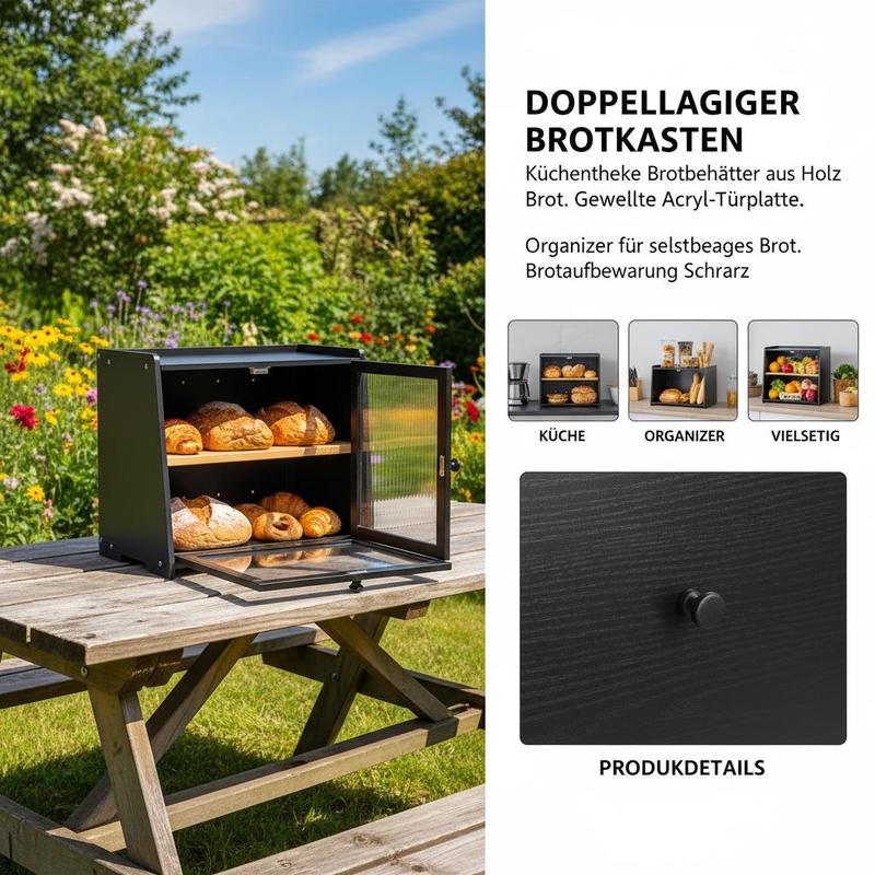 Double Layer Bread Box for Kit - Kitchen Baking Storage ulasan dan harga