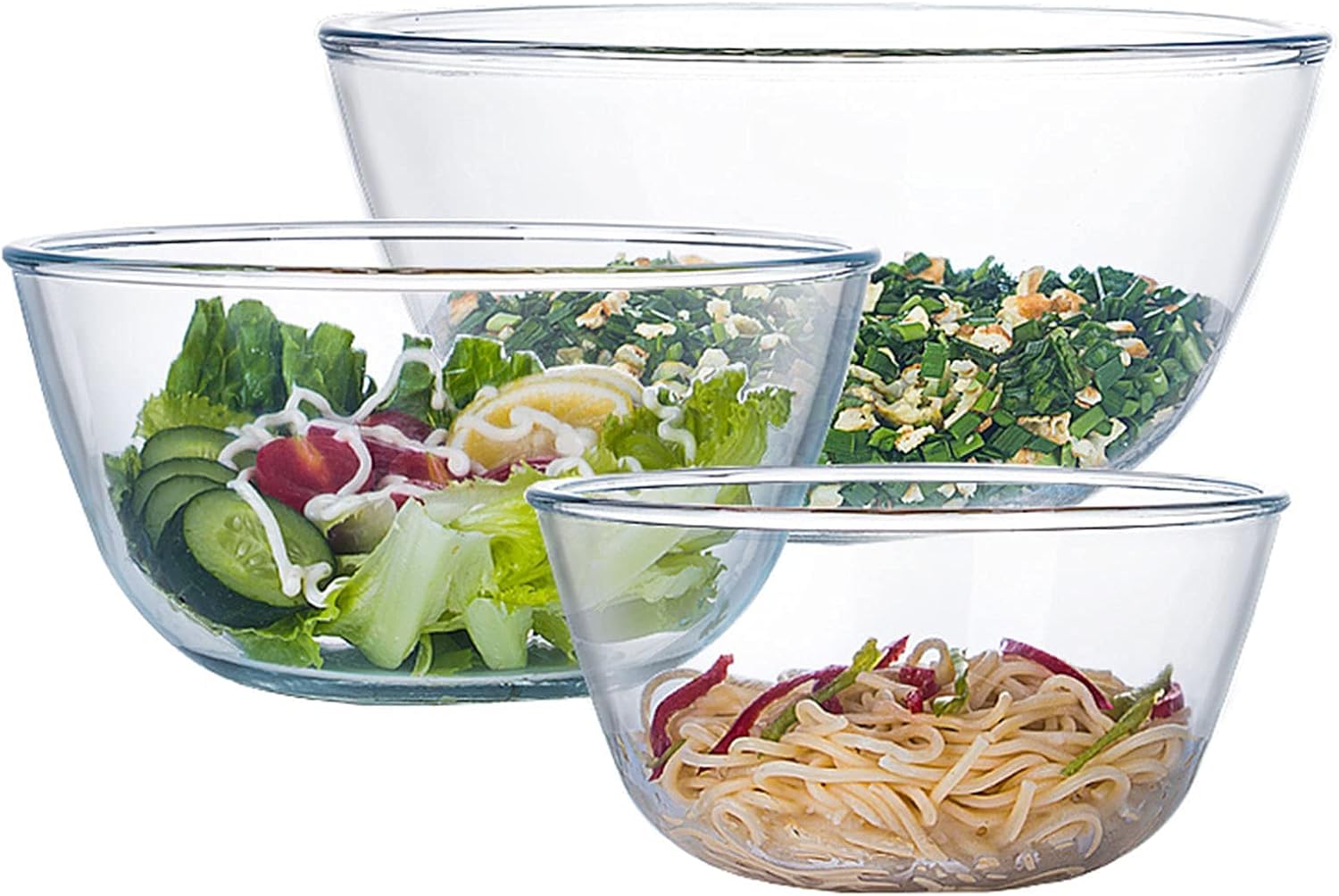 Glass Mixing Bowl Set of 3 for - Kitchen Baking Cooking ulasan dan harga