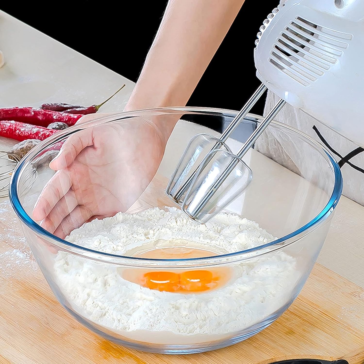 Glass Mixing Bowl Set of 3 for - Kitchen Baking Cooking ulasan dan harga