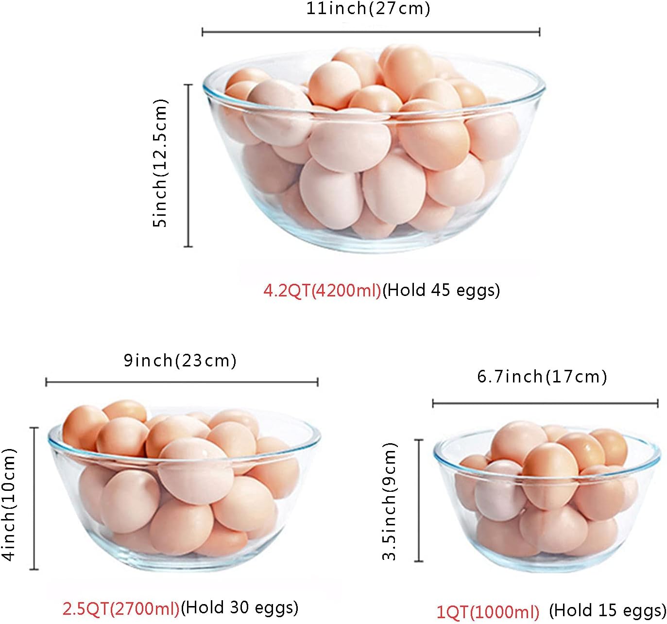 Glass Mixing Bowl Set of 3 for - Kitchen Baking Cooking ulasan dan harga