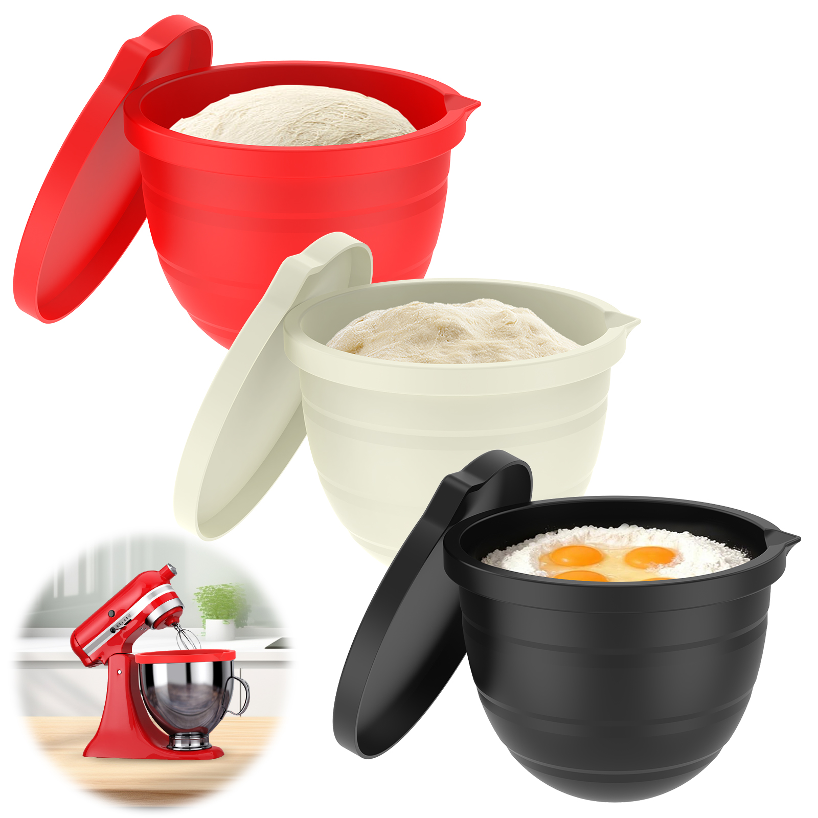 Silicone Bowl With Lids Includ - Kitchen Aid Baking Lid ulasan dan harga