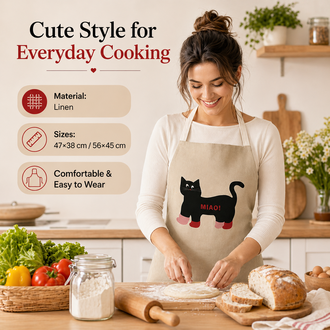 Cute Black Cat White Rabbit Li - Kitchen Baking Cloth ulasan dan harga