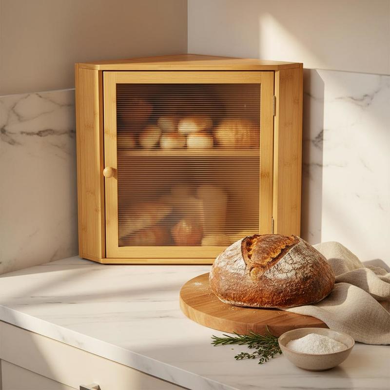 Corner Bread Box for Kitchen C - Kitchen Baking Storage ulasan dan harga