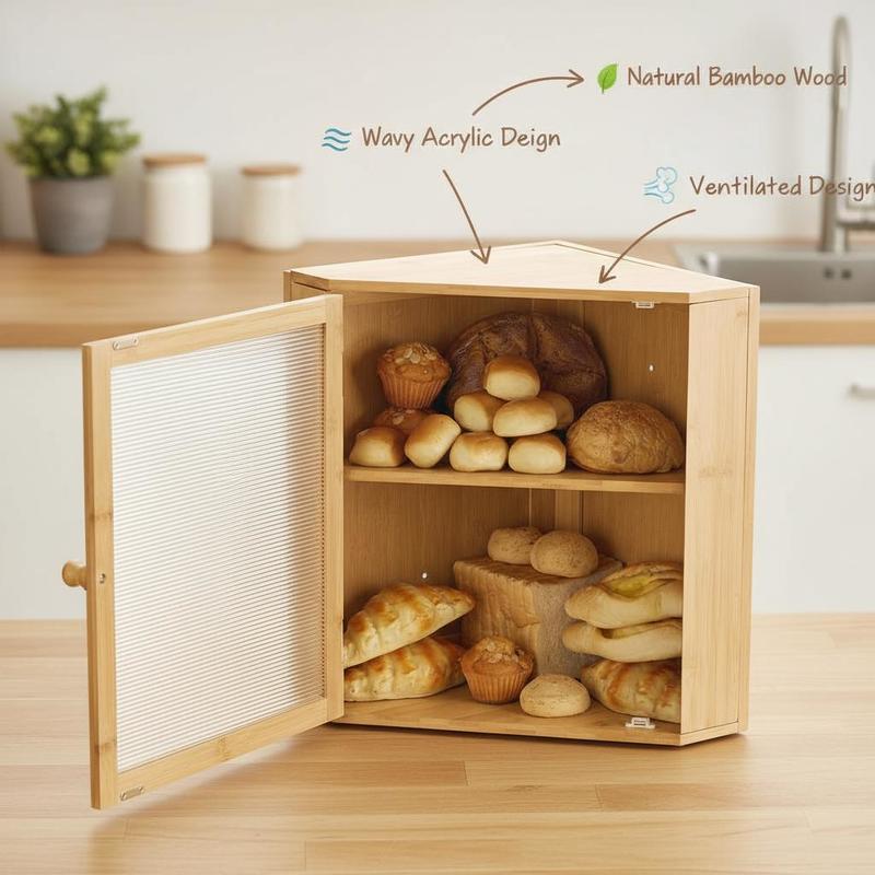 Corner Bread Box for Kitchen C - Kitchen Baking Storage ulasan dan harga