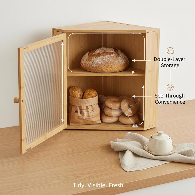 Corner Bread Box for Kitchen C - Kitchen Baking Storage ulasan dan harga