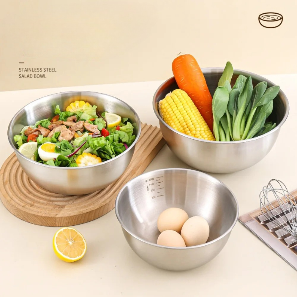 3pcs Stainless Steel Bowl Set  - Kitchen Baking Scale ulasan dan harga